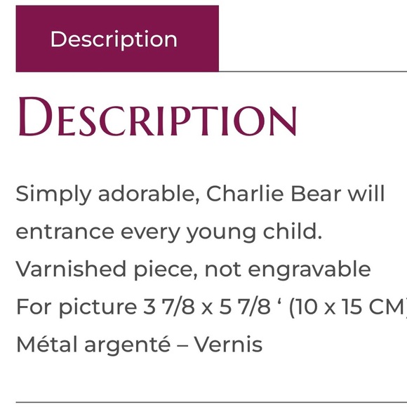 Christofle Baby Bear Picture Frame New in Box - Picture 5 of 7